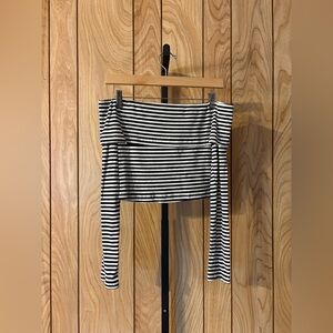 Black & White Striped Off-Shoulder Long Sleeve Top